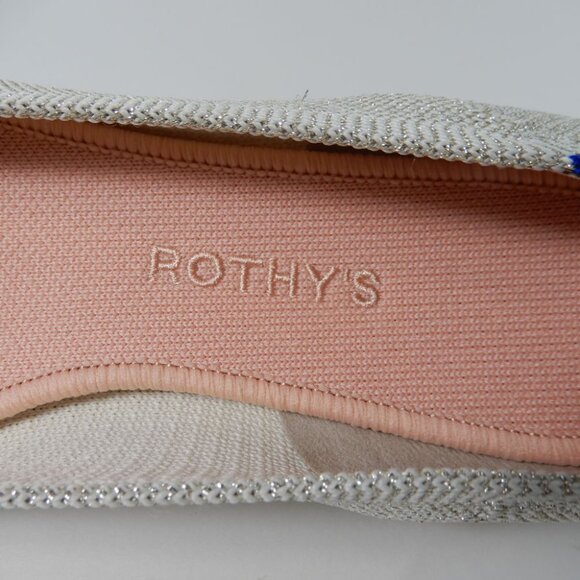 Rothy's The Pointed Toe Ballet Flat Slip On Sz 11.5 Diamond Metallic Shimmer NEW - Picture 14 of 15